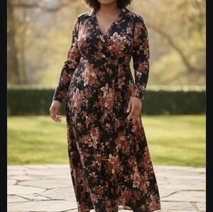 Fall Floral Long Sleeve  Dress